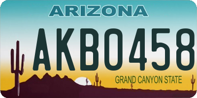 AZ license plate AKB0458