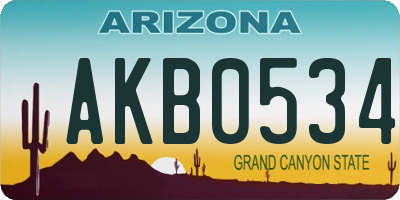 AZ license plate AKB0534