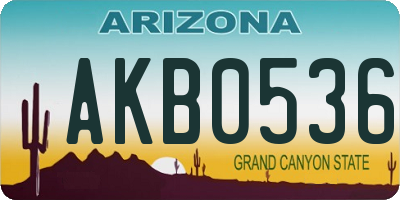 AZ license plate AKB0536