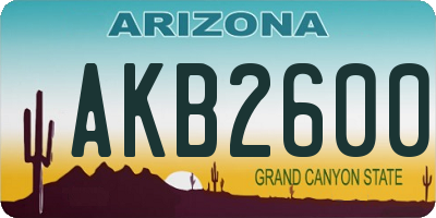 AZ license plate AKB2600