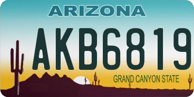 AZ license plate AKB6819