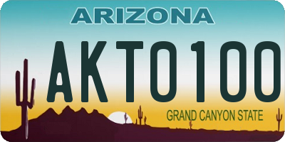 AZ license plate AKT0100