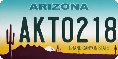 AZ license plate AKT0218