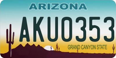 AZ license plate AKU0353