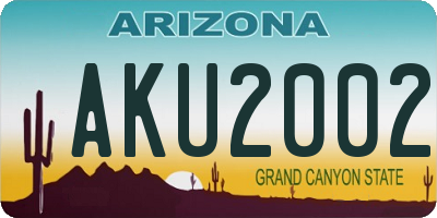 AZ license plate AKU2002