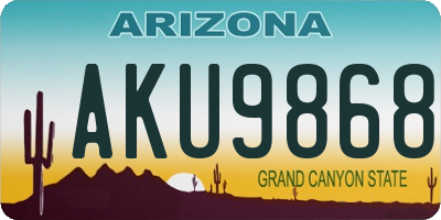 AZ license plate AKU9868