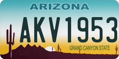 AZ license plate AKV1953