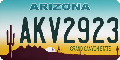 AZ license plate AKV2923
