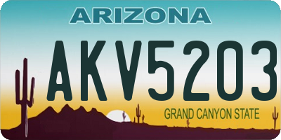 AZ license plate AKV5203