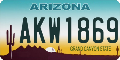 AZ license plate AKW1869