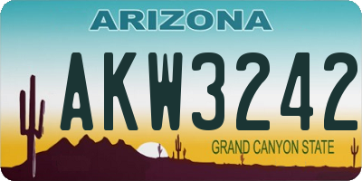 AZ license plate AKW3242