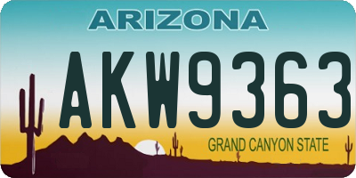 AZ license plate AKW9363