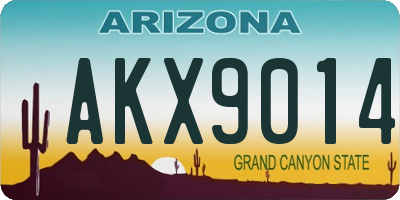 AZ license plate AKX9014