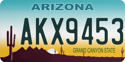 AZ license plate AKX9453