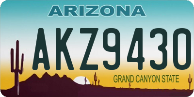 AZ license plate AKZ9430