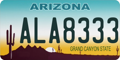 AZ license plate ALA8333