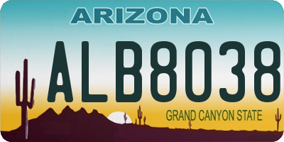 AZ license plate ALB8038