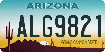 AZ license plate ALG9821