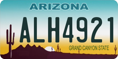 AZ license plate ALH4921