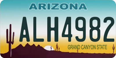 AZ license plate ALH4982