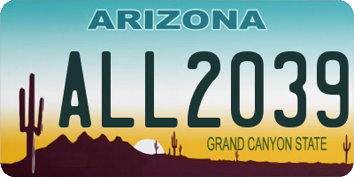 AZ license plate ALL2039