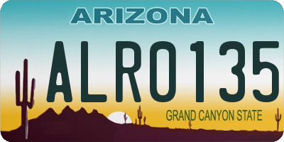 AZ license plate ALR0135