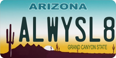 AZ license plate ALWYSL8