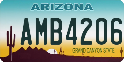 AZ license plate AMB4206