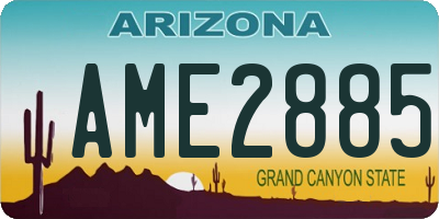 AZ license plate AME2885