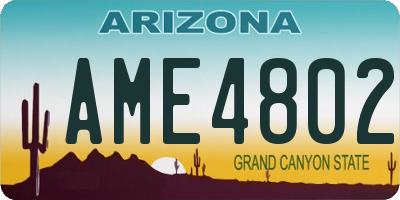 AZ license plate AME4802