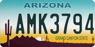 AZ license plate AMK3794