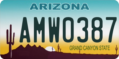 AZ license plate AMW0387