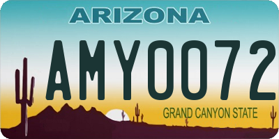AZ license plate AMY0072
