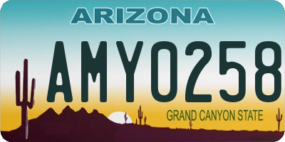 AZ license plate AMY0258