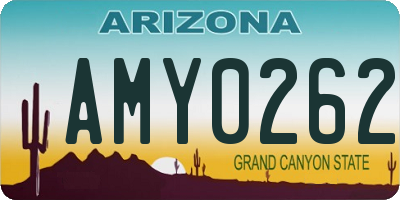 AZ license plate AMY0262