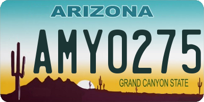 AZ license plate AMY0275