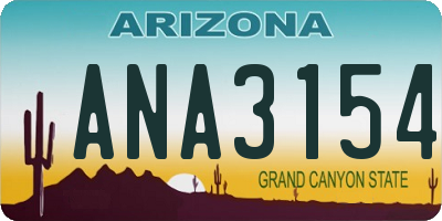 AZ license plate ANA3154