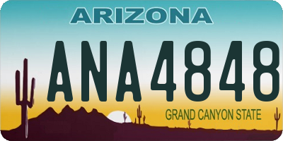 AZ license plate ANA4848