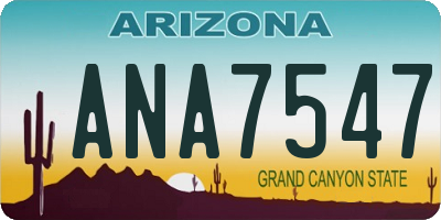 AZ license plate ANA7547