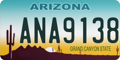 AZ license plate ANA9138