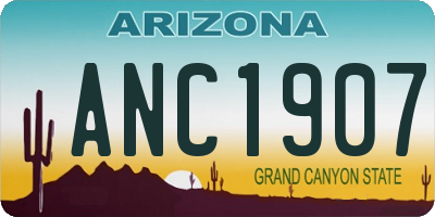 AZ license plate ANC1907
