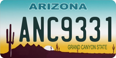 AZ license plate ANC9331