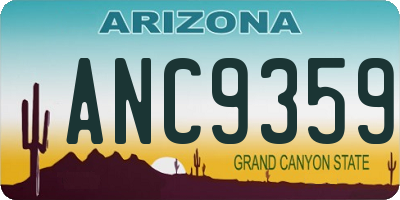 AZ license plate ANC9359