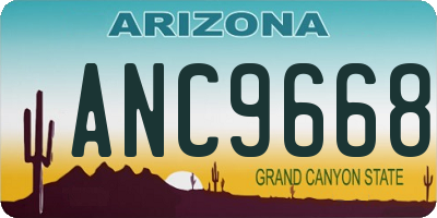 AZ license plate ANC9668