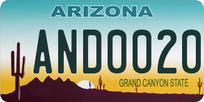 AZ license plate AND0020