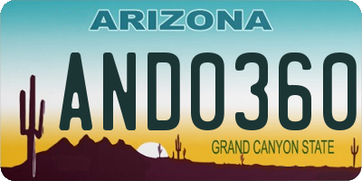 AZ license plate AND0360