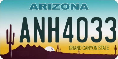 AZ license plate ANH4033