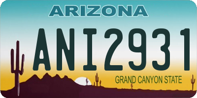 AZ license plate ANI2931