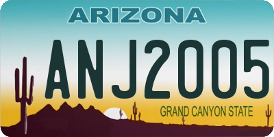 AZ license plate ANJ2005