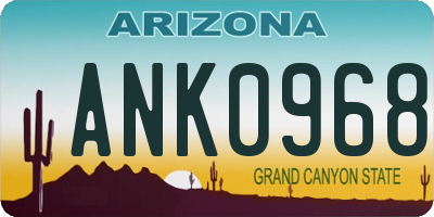 AZ license plate ANK0968